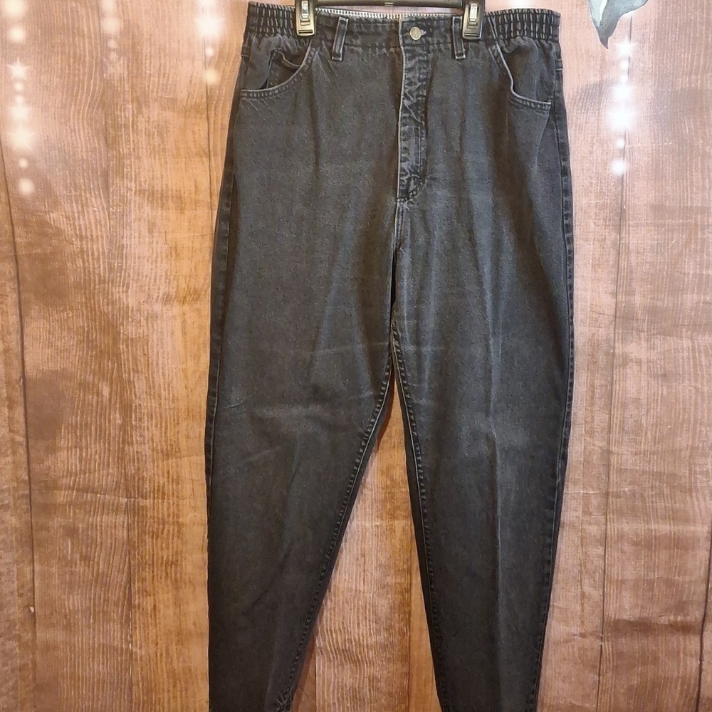 RIDERS BLACK DENIM STRETCH WAIST JEANS SIZE 16P